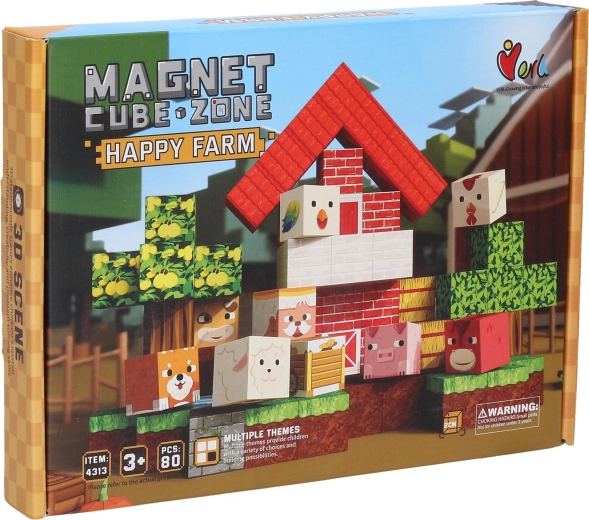 Magnet Cube Zone Happy Farm mágneses építőkészlet (80 darab)
