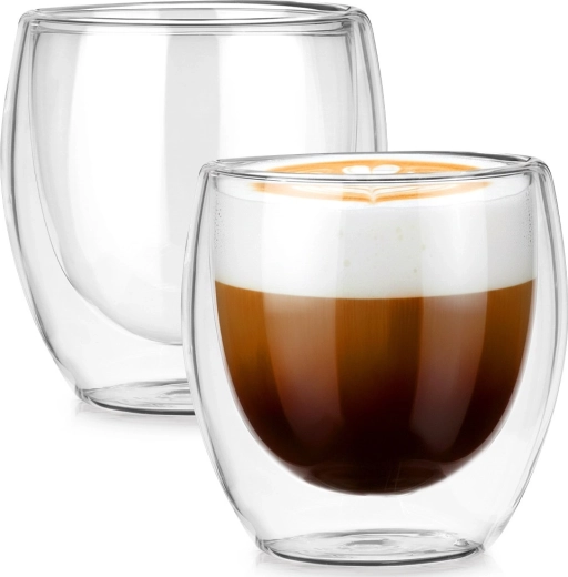 Duplafalú termos pohár kávéhoz és teához, 250 ml, 2 db