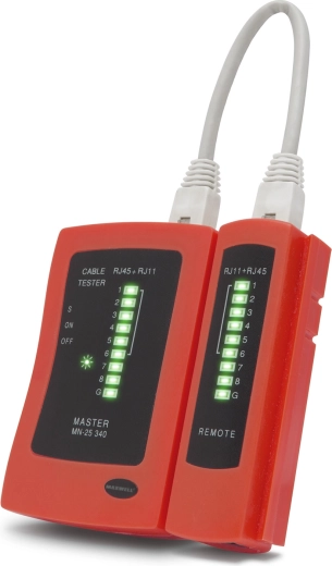 RJ11, RJ12 és RJ45 hálózati és telefonkábel-tesztelő
