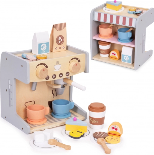 Fa kávéfőző gyerekeknek 2 az 1-ben kávézóval és 26 kiegészítővel ECOTOYS