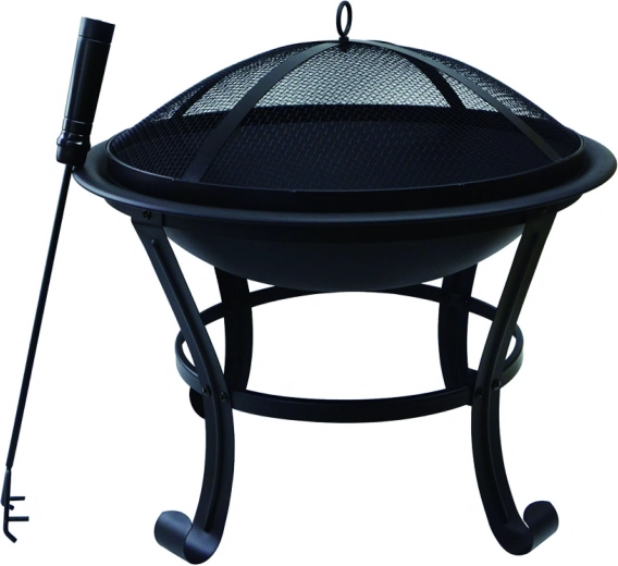 Kerti tűzrakó fedéllel, fekete fém