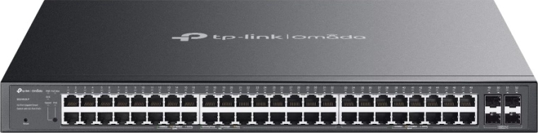 TP-Link Omada gigabites switch 48× RJ45 PoE+ támogatással és 4× SFP, 230 W, ventilátor nélküli