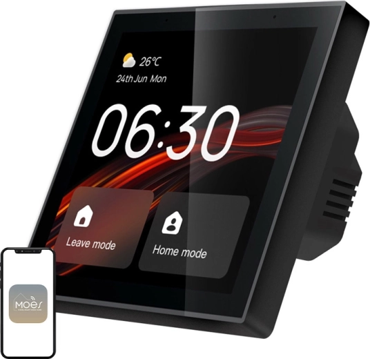 MOES okos fali vezérlőpanel okosotthonhoz (Wi‑Fi/Zigbee, 4" érintőkijelzős LCD)