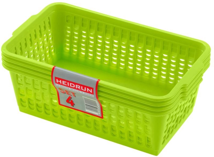 HEIDRUN műanyag kosarak 25 × 14,5 × 10,5 cm, 4 darabos készlet