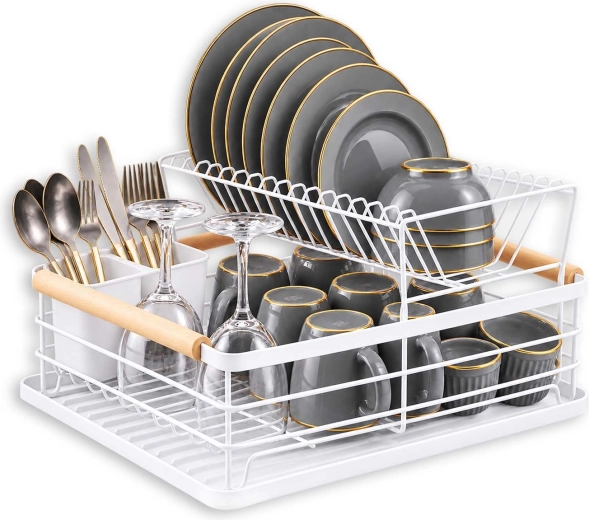 Kétszintes edényszárító Massido, fehér