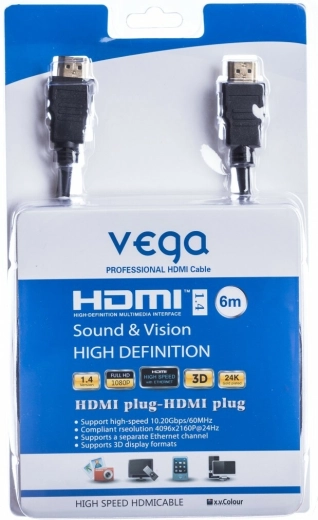 HDMI kábel 6 m 10,2 Gb/s fekete VEGA