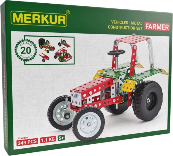 Merkur farmgazdasági fém építőjáték, 341 alkatrész