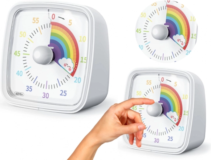 Időzítő riasztóval és fénnyel, fehér, szivárványos vezérlő