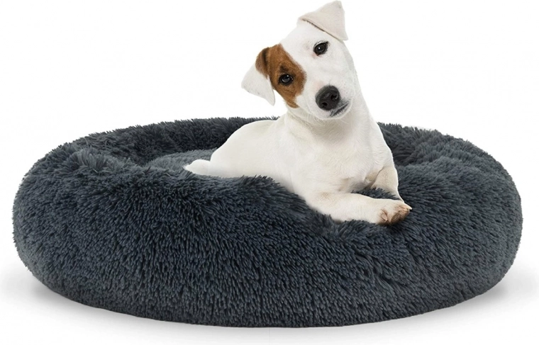 Univerzális plüss fekhely kutyáknak és macskáknak, 60 cm - sötétszürke