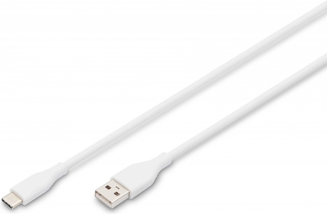 Szilikon kábel USB-A - USB-C 60W 1m Fehér