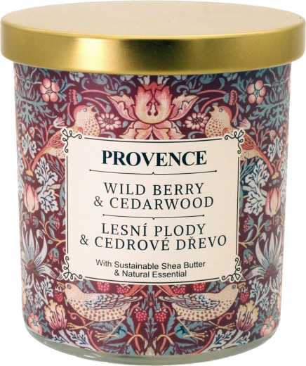 Illatos üveg gyertya Provence – erdei gyümölcsök és cédrusfa