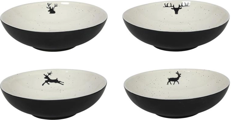 Tál szarvas motívummal 18 cm, fekete