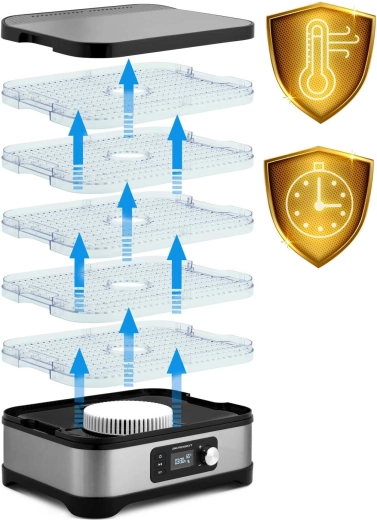 5 egymásra rakható tálca és nagy, 10 l kapacitás