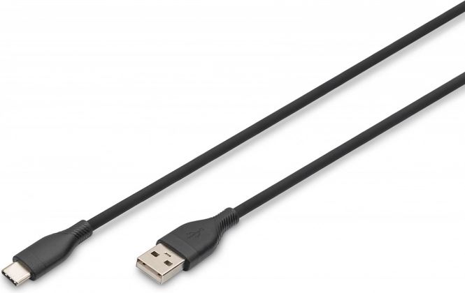 Szilikon töltőkábel USB-A-ról USB-C-re 60W 0,5m fekete