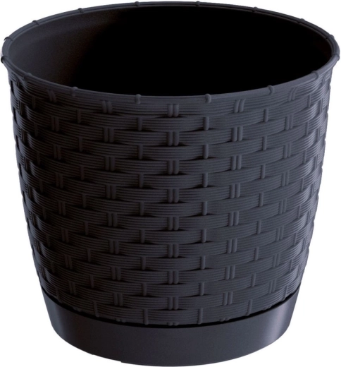 Ratolla Round virágcserép, 25 cm, antracit, integrált tálcával
