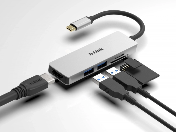 D-Link USB-C hub HDMI-csatlakozóval és SD/microSD-kártyaolvasóval