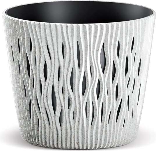 Sandy Round Eco Wood virágtartó 18,9 cm – fehér