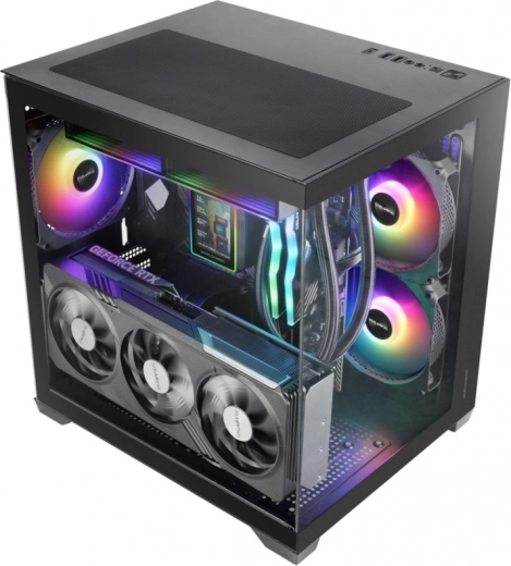 Mars MC-VIEW3 fekete microATX ház 3× ARGB