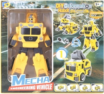 Összeépíthető csavarozható robot sárga 2 az 1-ben – kamion markolóval