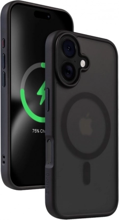Hybrid Frost MAG Cover iPhone 16-hoz, fekete