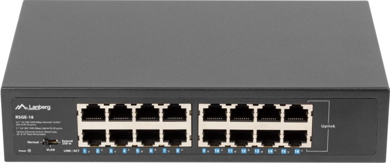 Lanberg 16 portos gigabites rackbe szerelhető switch