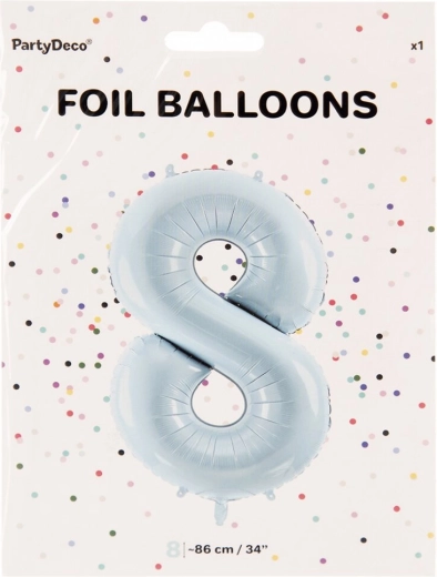 Kék fólia lufi 8-as szám 86 cm
