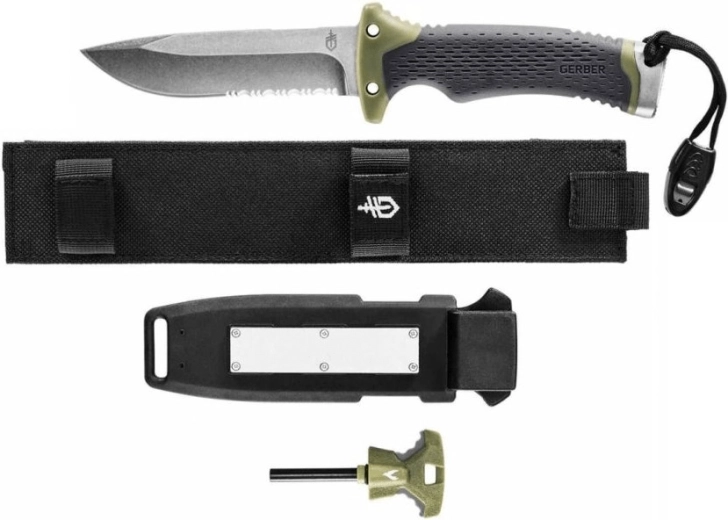 Gerber Ultimate Survival – túlélőkés 12 cm-es Stonewash felülettel és tokkal