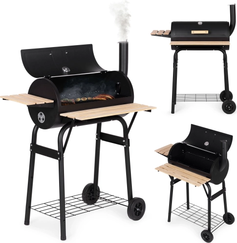 Kerti grillsütő hőmérővel, kéménnyel és 3 polccal, kerekeken MULTIGARDEN