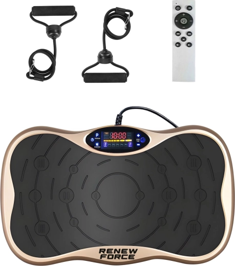 RENEW FORCE gold vibrációs edzőplatform Bluetooth-szal és ellenállás-szalagokkal