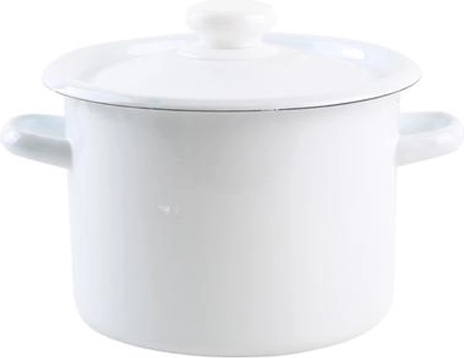 Zománcozott lábas fedővel, 3 l, fehér