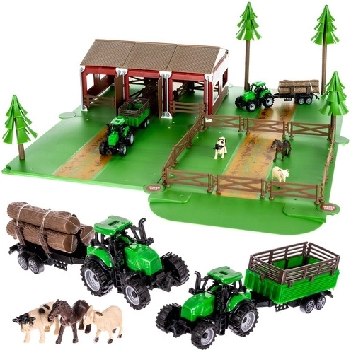 Farm állatokkal és 2 traktorral – nagy építőkészlet, 102 darab