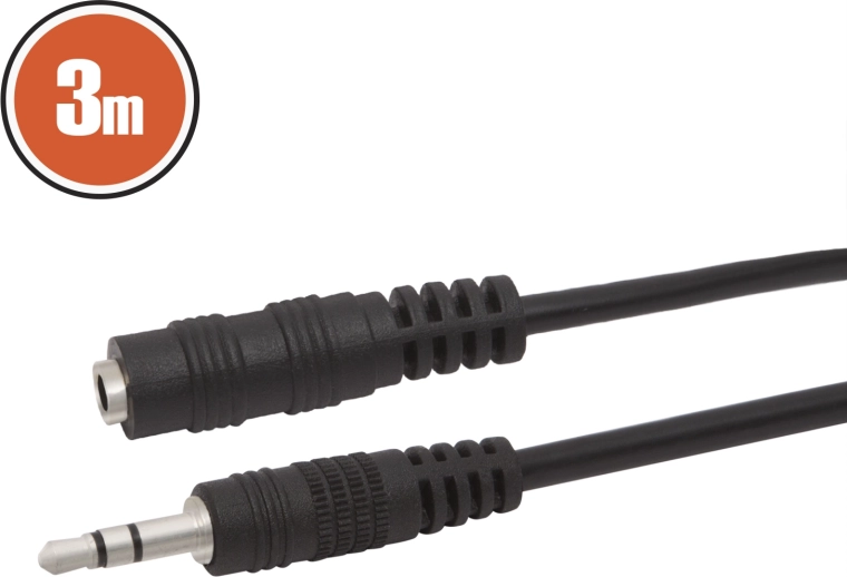 Audio-hosszabbító kábel Jack 3,5 mm, 3 m, fekete