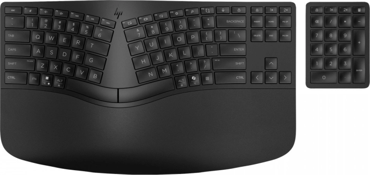 Ergonomikus osztott kiosztás és csuklótámasz