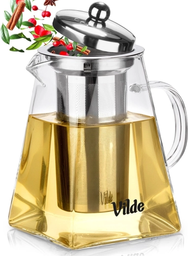 Üveg kanna rozsdamentes acél teafilterrel, 920 ml