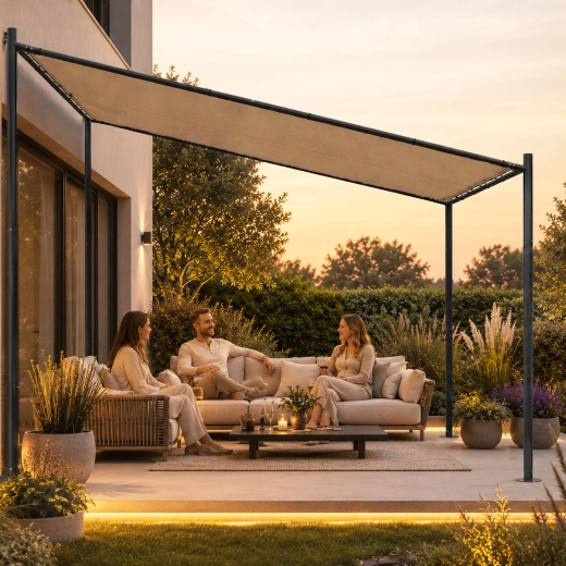Modern 3 × 3 m-es pergola teraszra és kertbe