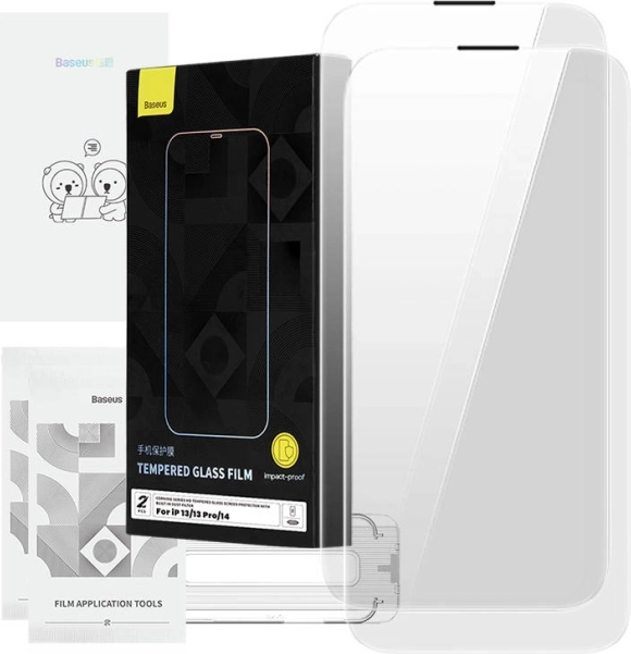BASEUS Corning edzett üveg porvédő szűrővel iPhone 13/13 Pro/14 készülékhez