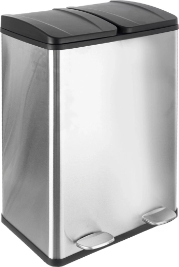 Duo újrahasznosító szemetes, rozsdamentes/UH műanyag 2×30 l