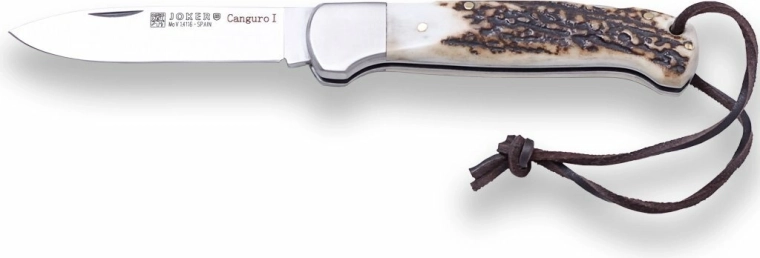 Joker Canguro zsebkés vadászathoz 8,5 cm, agancs, bőr zsinór