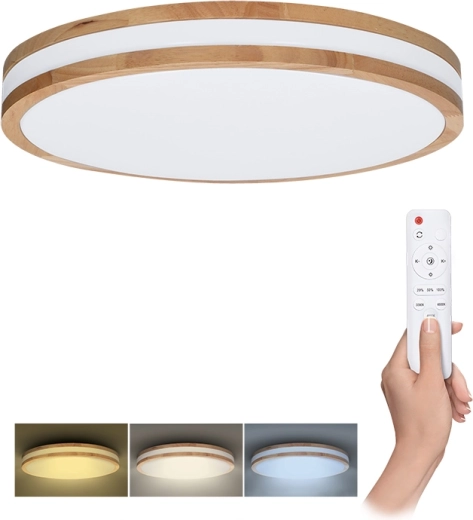 Solight LED mennyezeti/fali lámpa Woody távirányítóval 60 W, 50 cm, fényerő-szabályozható és színhőmérséklet-állítással