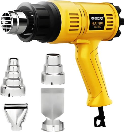 Renew Force 1800 W elektromos hőlégfúvó pisztoly LCD-vel és 4 fúvókával