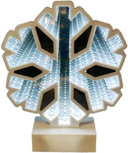 Karácsonyi 3D LED-dekoráció hópehely Infinity tükörhatással