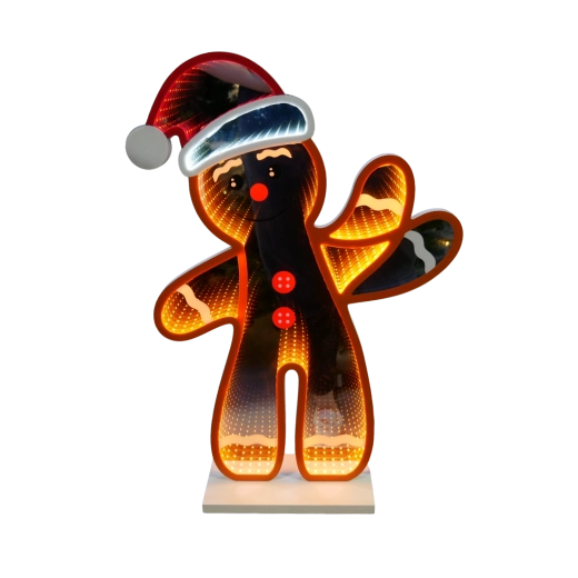 Karácsonyi 3D LED-es mézeskalácsfigura Infinity tükörhatással