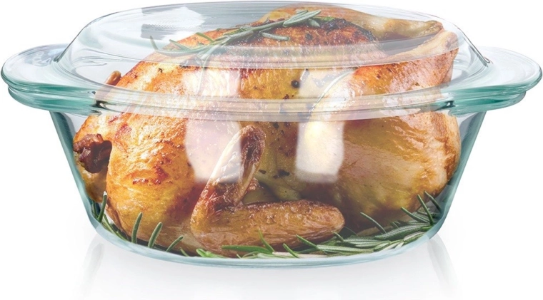 Üveg hőálló tál fedővel 1 l + 270 ml