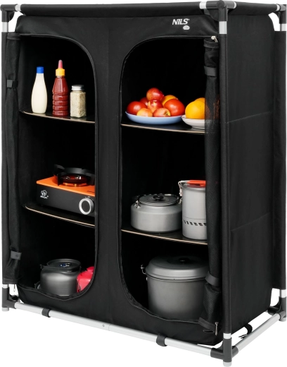 Háromszintes tárolóhely masszív polcokkal