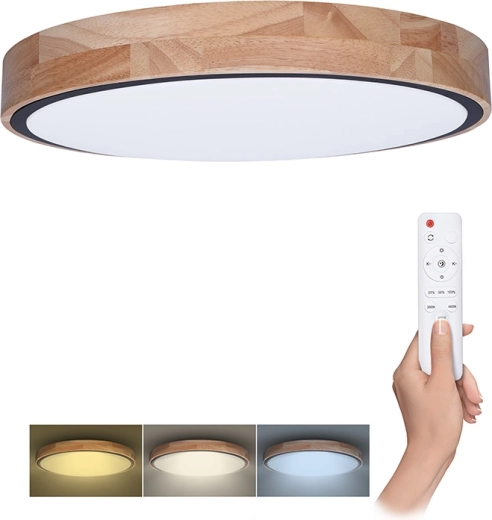 Solight LED mennyezeti/fali lámpa Iron Oak távirányítóval, 60 W, 4200 lm, 51 cm, CCT, fényerő-szabályozható