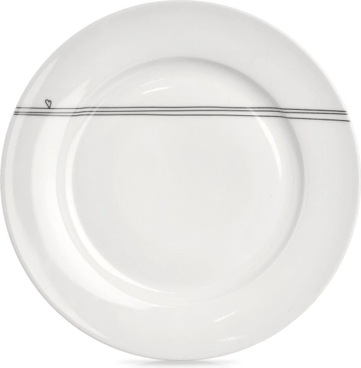 Fehér porcelán lapostányér szívmintával, 27 cm