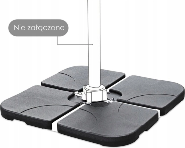 Fekete, 4 részes, négyzet alakú, tölthető kerti napernyőtalp (vízzel/homokkal), akár 80 kg
