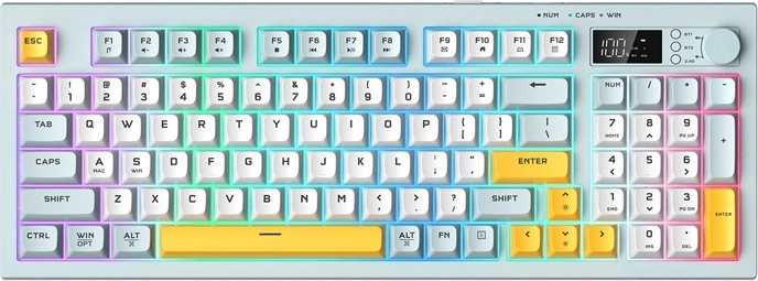 Onikuma gaming billentyűzet OLED kijelzővel és RGB-vel, 94 billentyű, vezeték nélküli és vezetékes