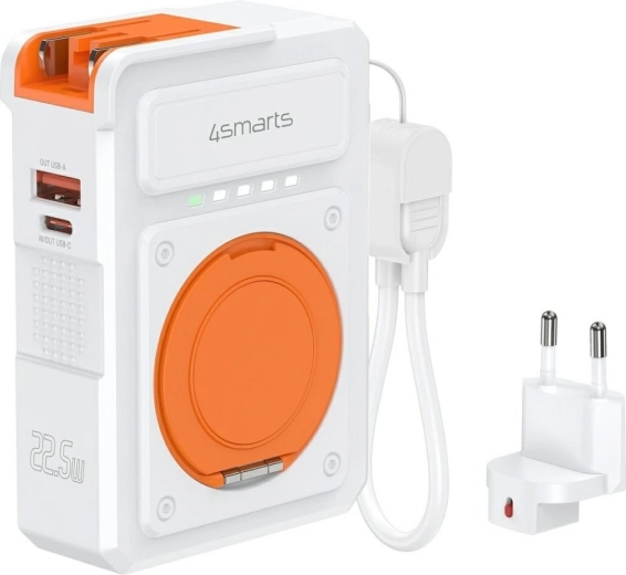 4smarts hibrid töltő 6 az 1-ben powerbankkal 10000 mAh, 22,5 W, Qi, USB‑C/USB‑A, fehér