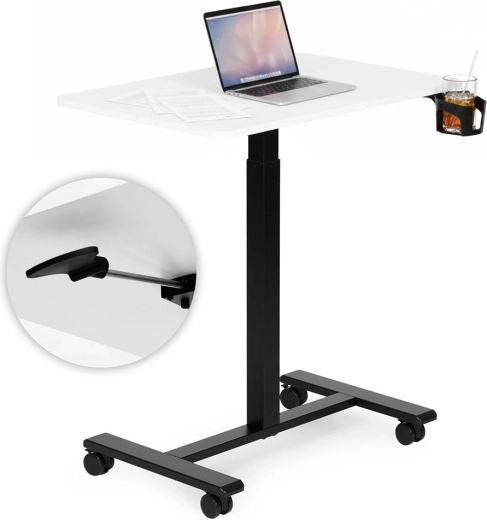 Mobil, magasságában állítható asztal 70 × 48 cm italtartóval modernhome
